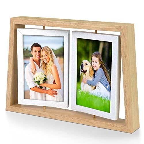  4x6 Desk Picture Frames Rotating Rustic Photo Frame 4x6 - Trapezoid Floating