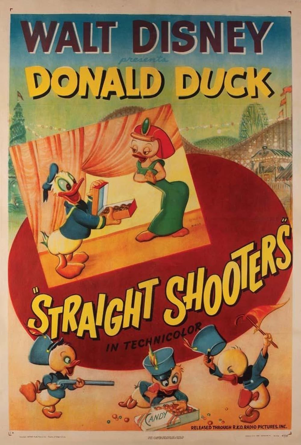 16mm DONALD DUCK-Straight Shooters. WALT DISNEY color cartoon short!