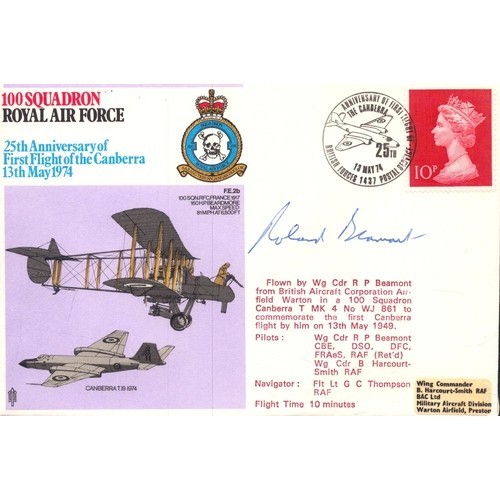 WW2 Battle of Britain Wg Cdr Roland Beaumont signed 100 Squadron RAF cover