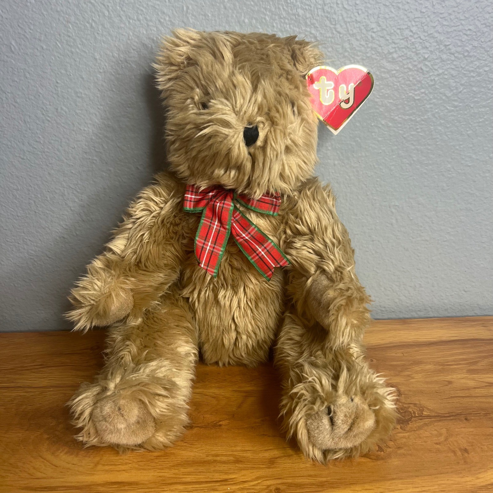 Vintage 1989 Ty Scruffy Brown Teddy Bear Plush 16" Jointed Rare