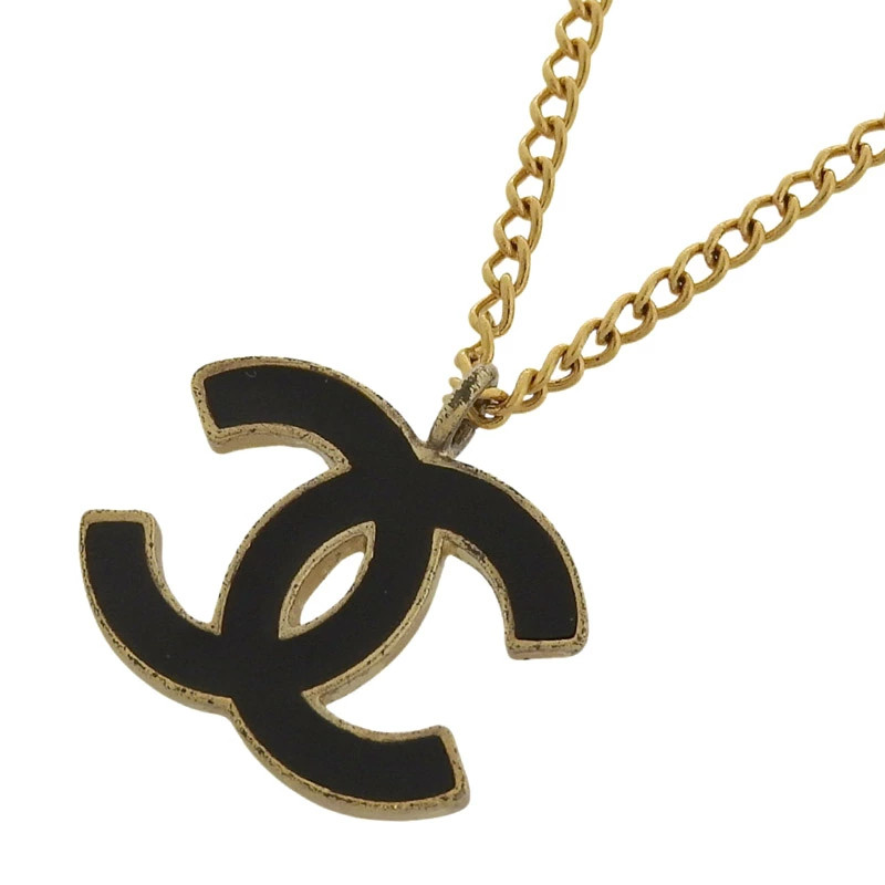 CHANEL Coco Mark Necklace Black Gold Color 02A  CH1119