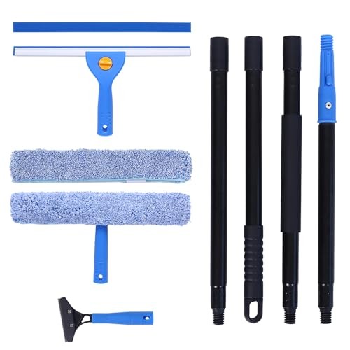 3-in-1 Professional Window Squeegee Kit with 2 Squeegee, 2 Microfiber 63.4inch