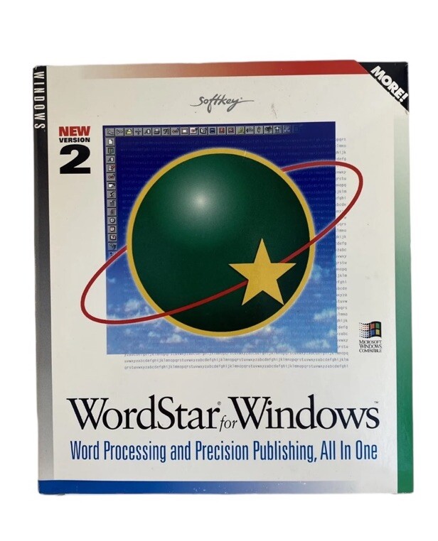 NEW SEALED WordStar For Windows Version 2 Windows 3.1 / 95 Big Box PC Word Proc.