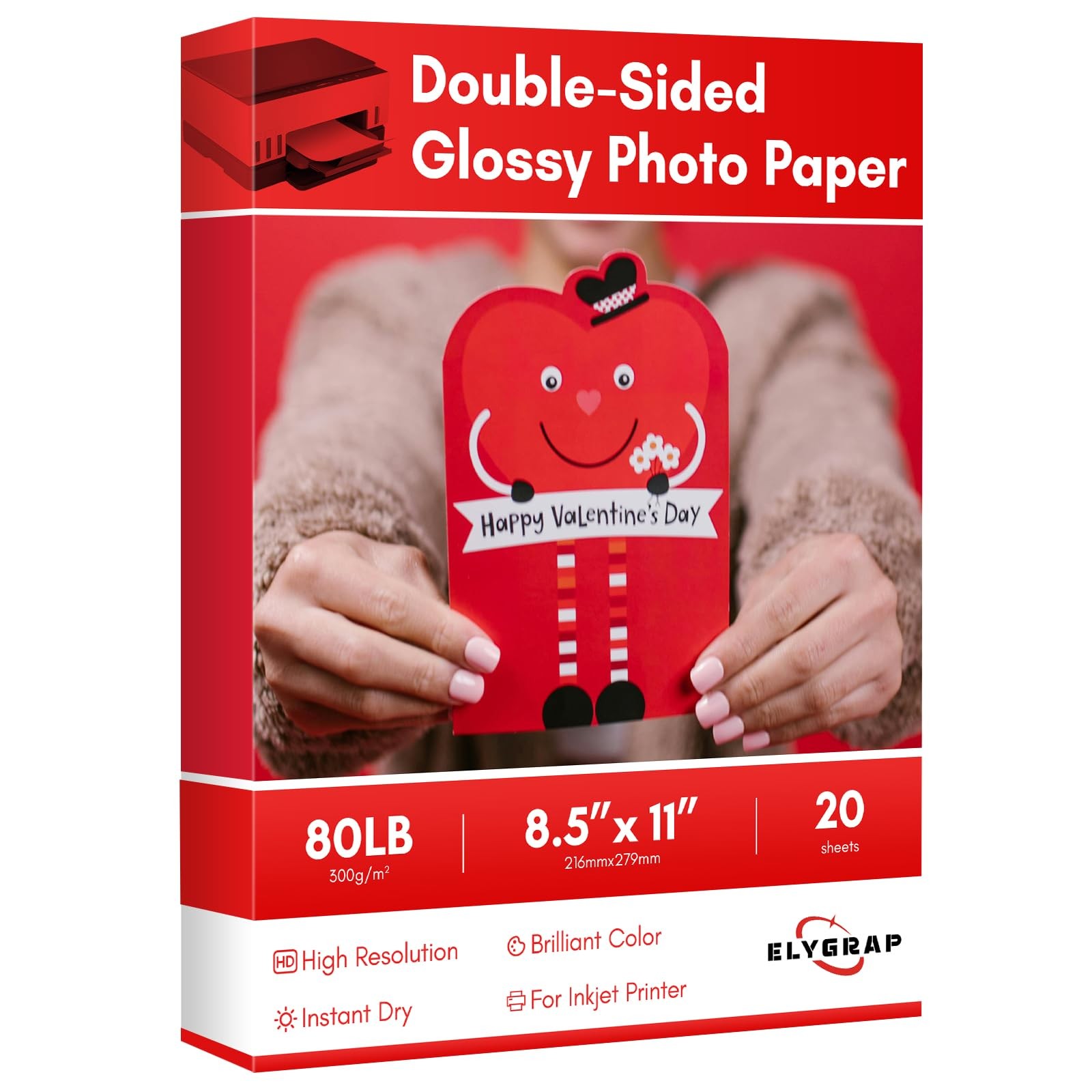 Thick Double Sides Glossy Photo Paper 80LB 8.5x11 inches, white 