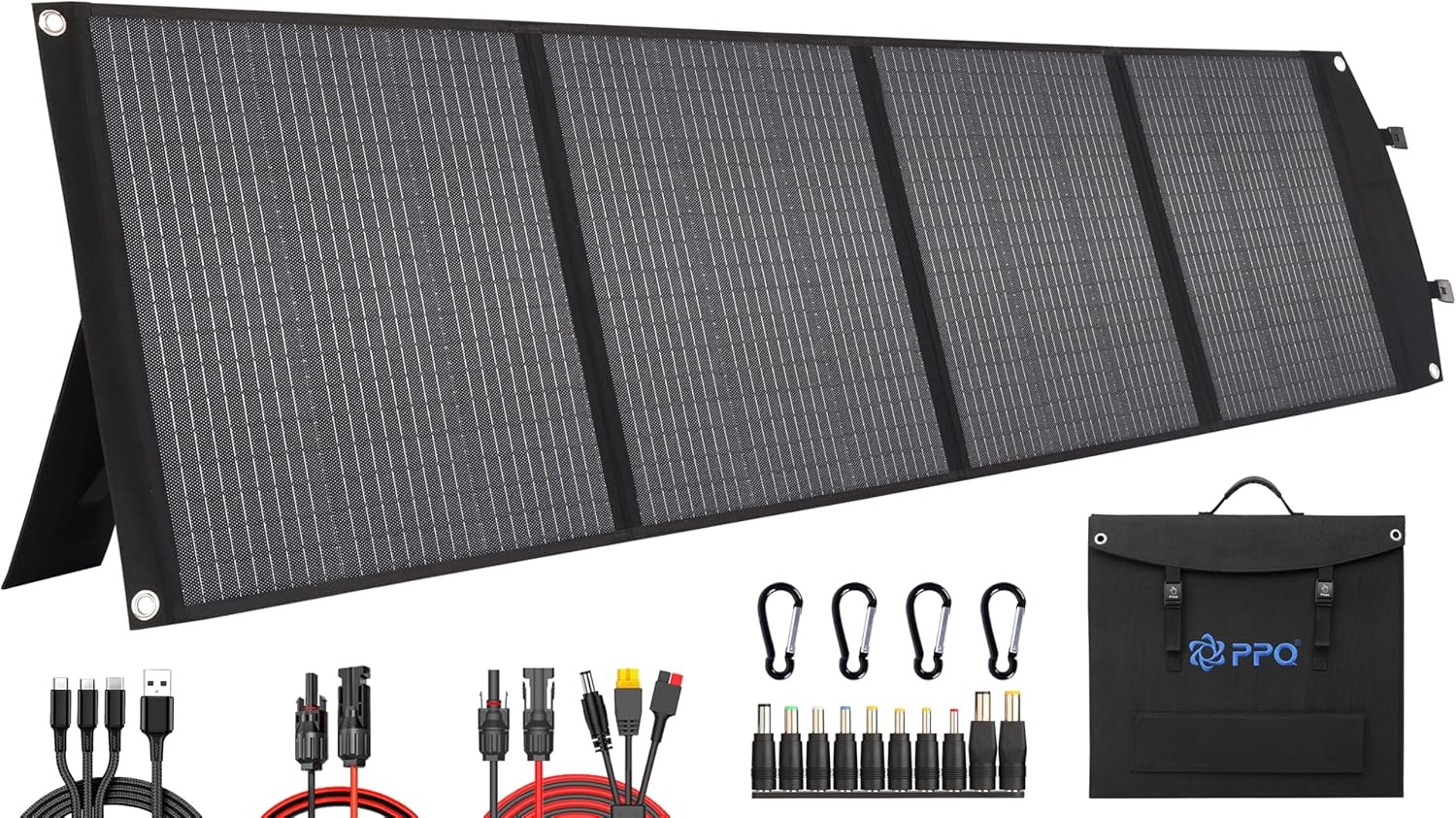 PPQ 200W Portable Solar Panel Kit 18V/12A 14lb Foldable Briefcase Solar Charger