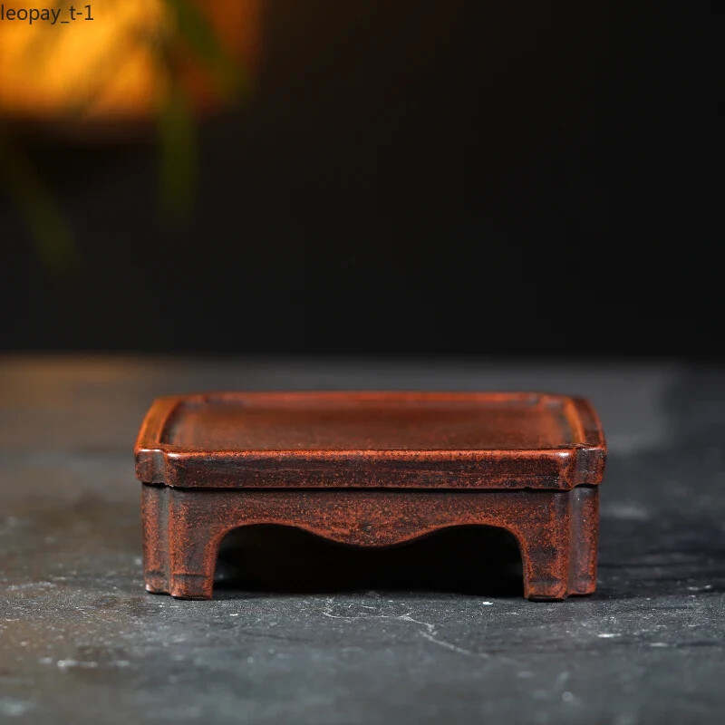 Handmade Purple Clay Flowerpot Base Retro Collectibles Household Decoration