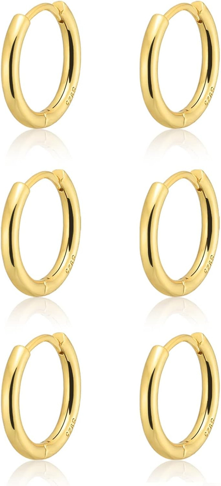 Small Gold Huggie Hoop Earrings Set for Women Men, Hypoallergenic 14K Gold Plate