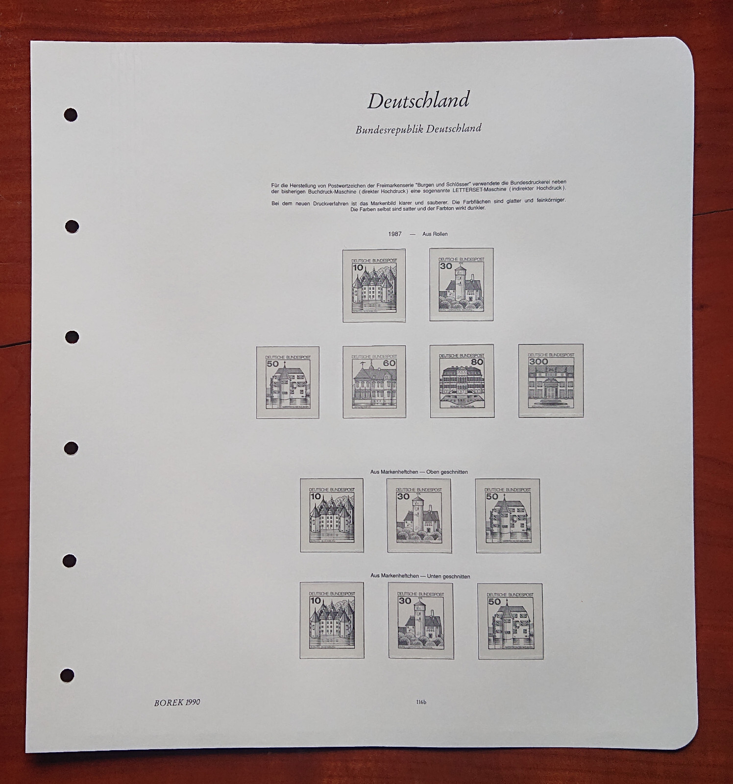 Vordruckblatt Federal Republic Germany Borek 1990 S.S.116b Castles & Castles