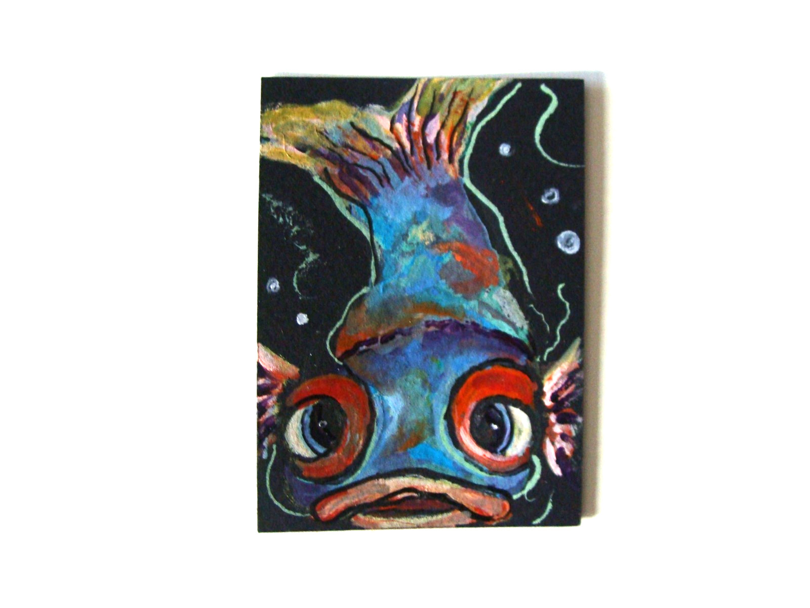 ACEO art  ATC trade card aquarium fish watercolor painting  by Tarrantts OOAK