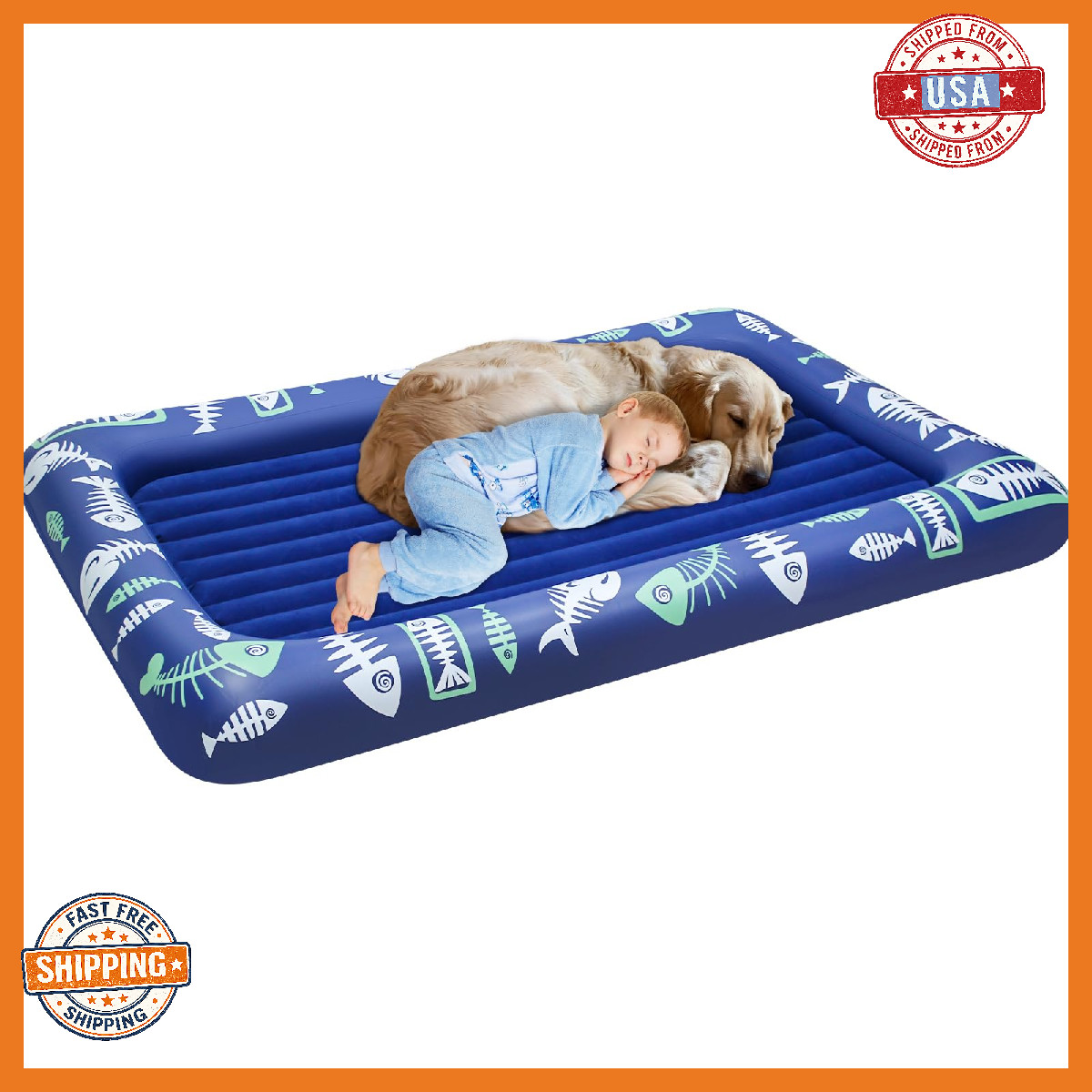 EQURROY Toddler Inflatable Travel Bed Portable w/ Built-in Pump - 61x41x7"