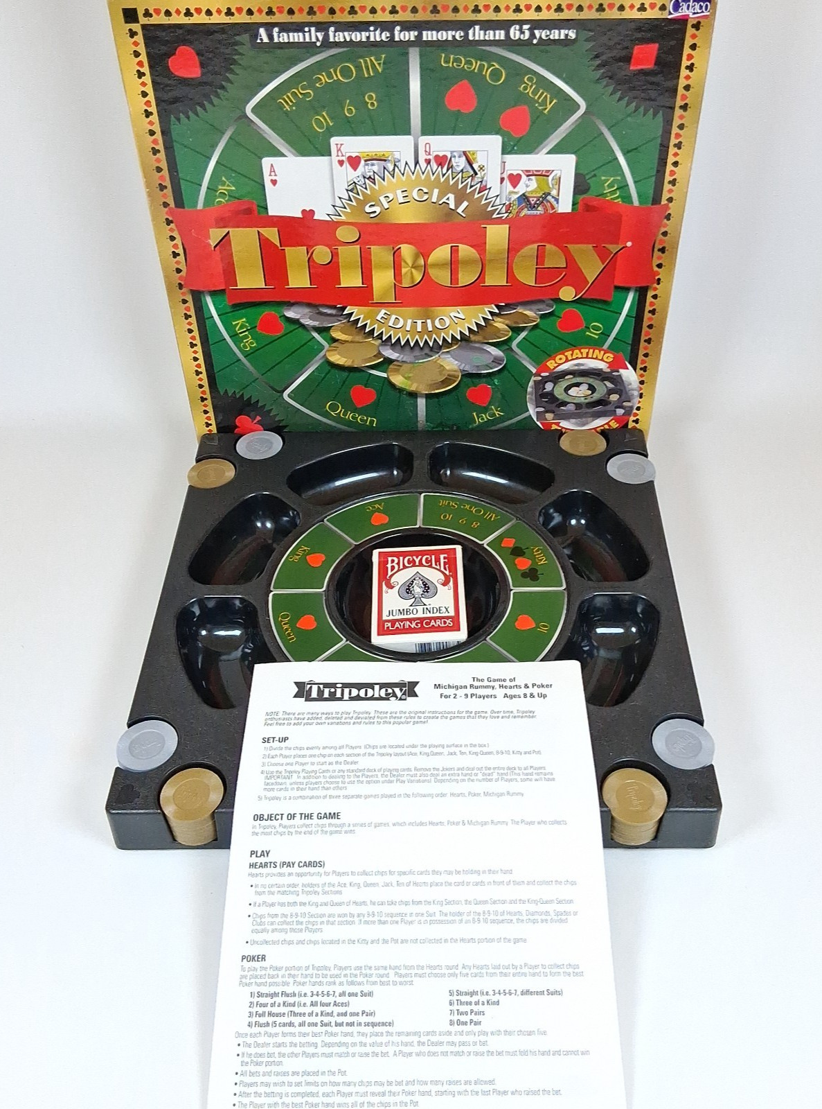 Tripoley Special Edition Board Game Cadaco 2000 Rotating Turntable Complete