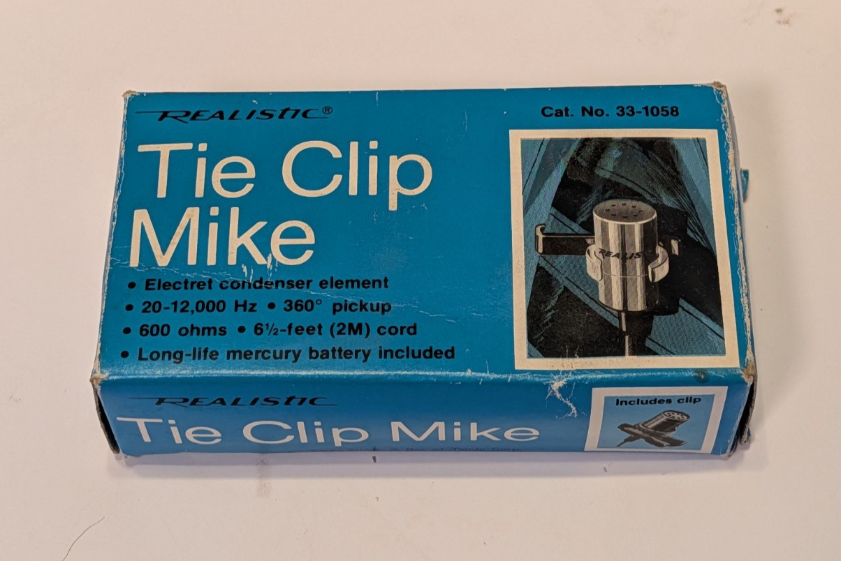 NOS "Realistic" Tie Clip Mike - Microphone 33-1058