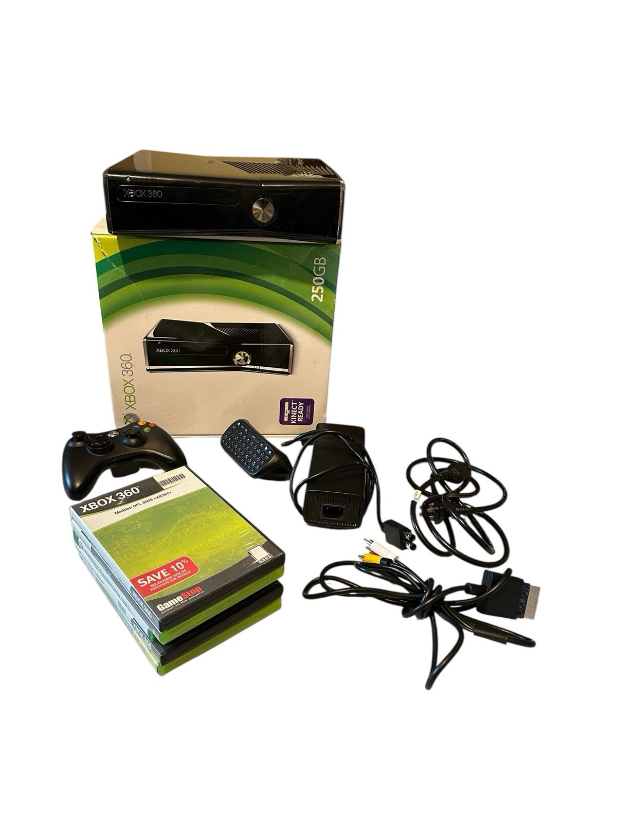 Microsoft Xbox 360 Slim 250GB HD Console One Controller + Games Bundle FOR PARTS