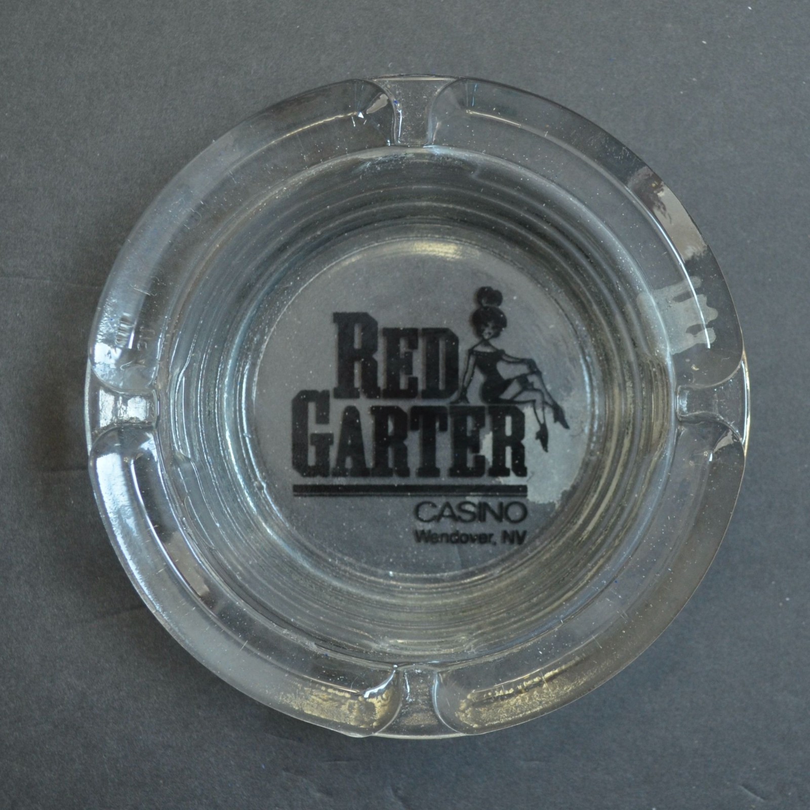 Red Garter Casino Wendover Nevada Vintage Ashtray Clear Glass