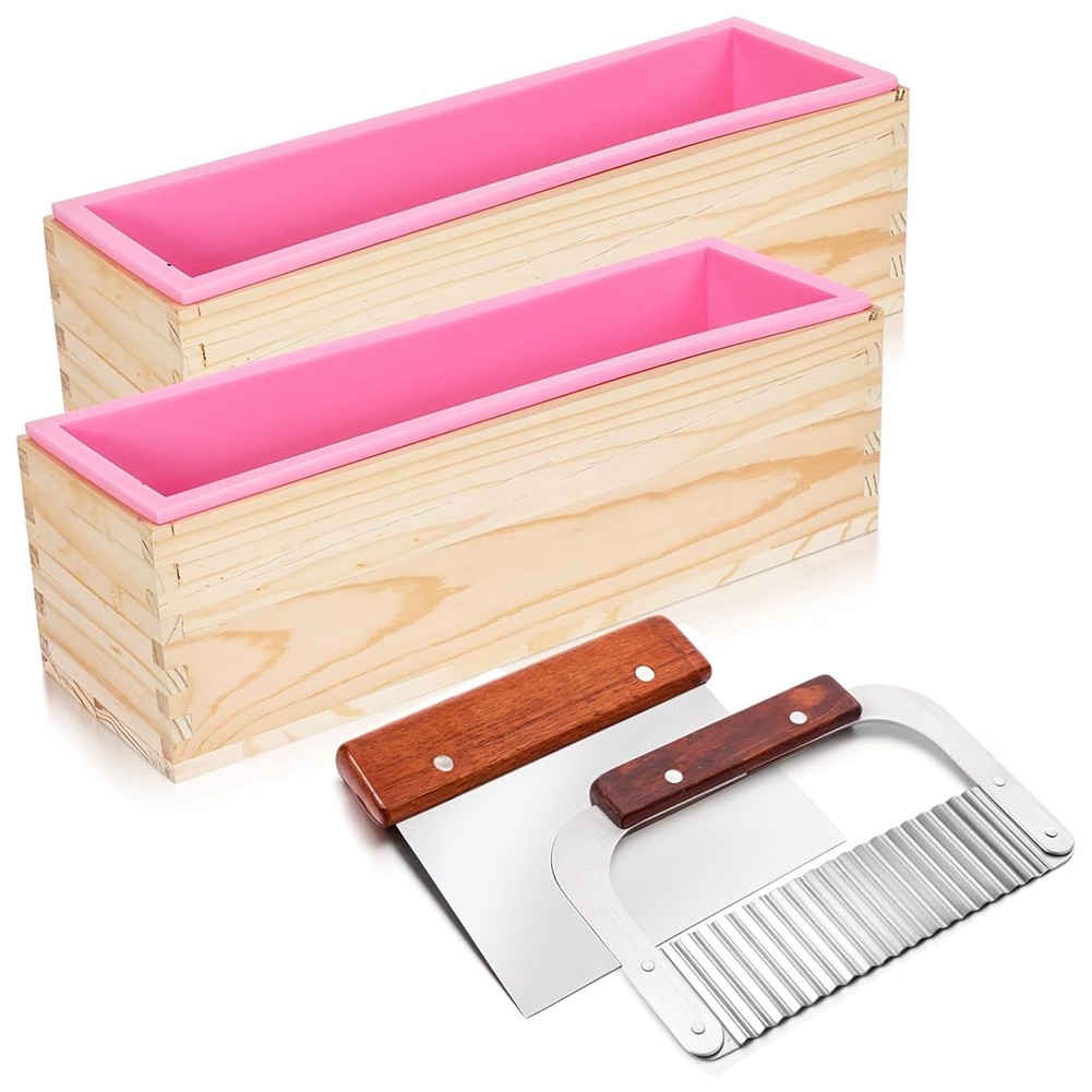 4 Pcs Rectangular Soap Molds Kit with Cutters - 42oz Flexible Silicone Loaf9239