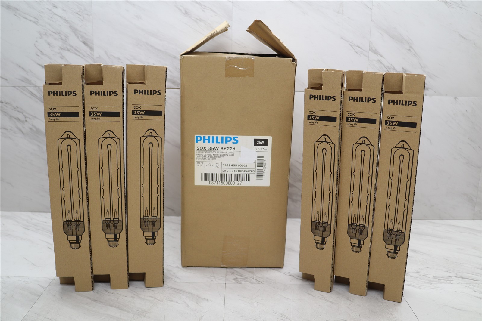 6 LOT NEW Sealed Philips SOX 35W Low Pressure Sodium Lamp By22d Light Bulb