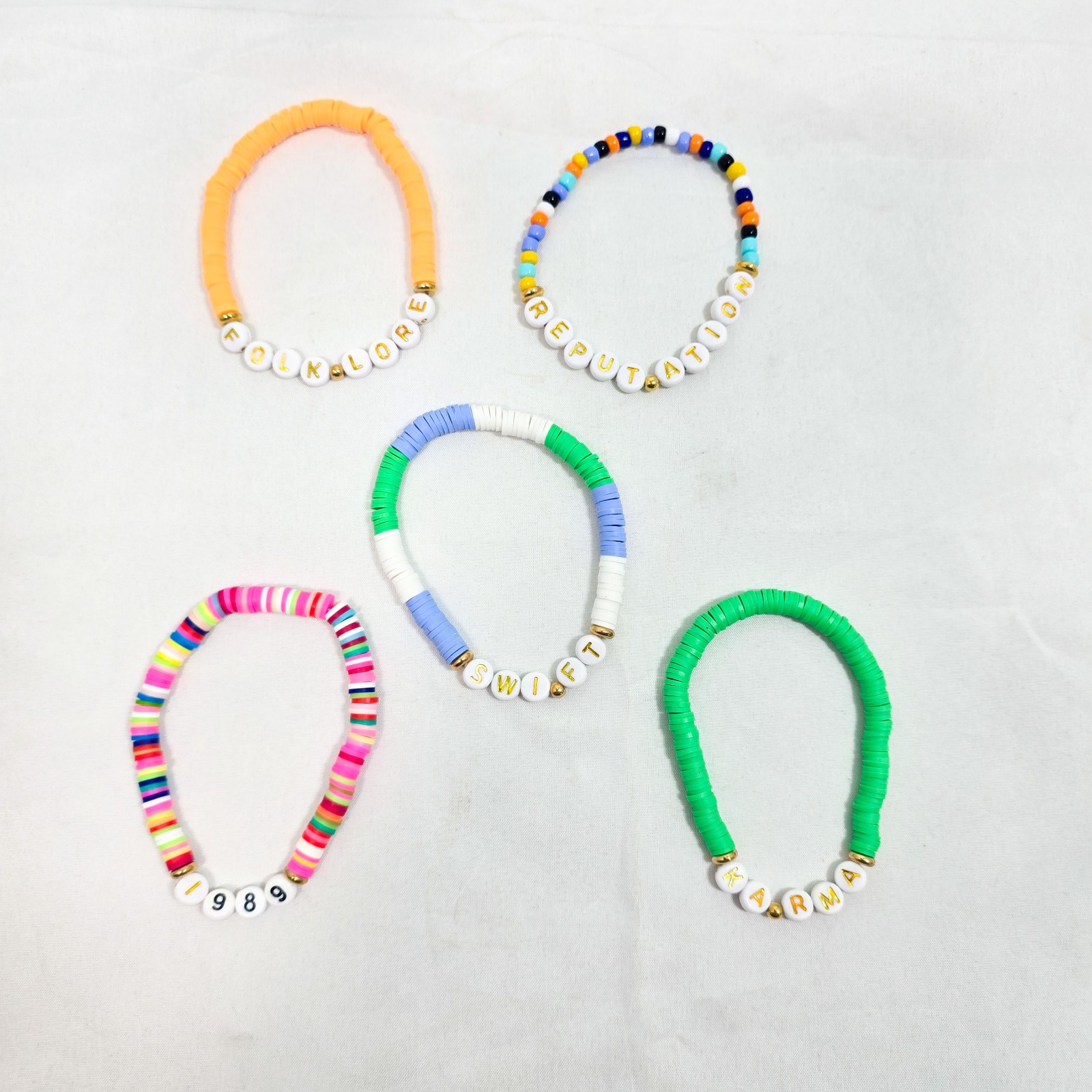 Taylor Swift Inspired Friendship Bracelet Set 5pc Stretch Beaded with Gift Box