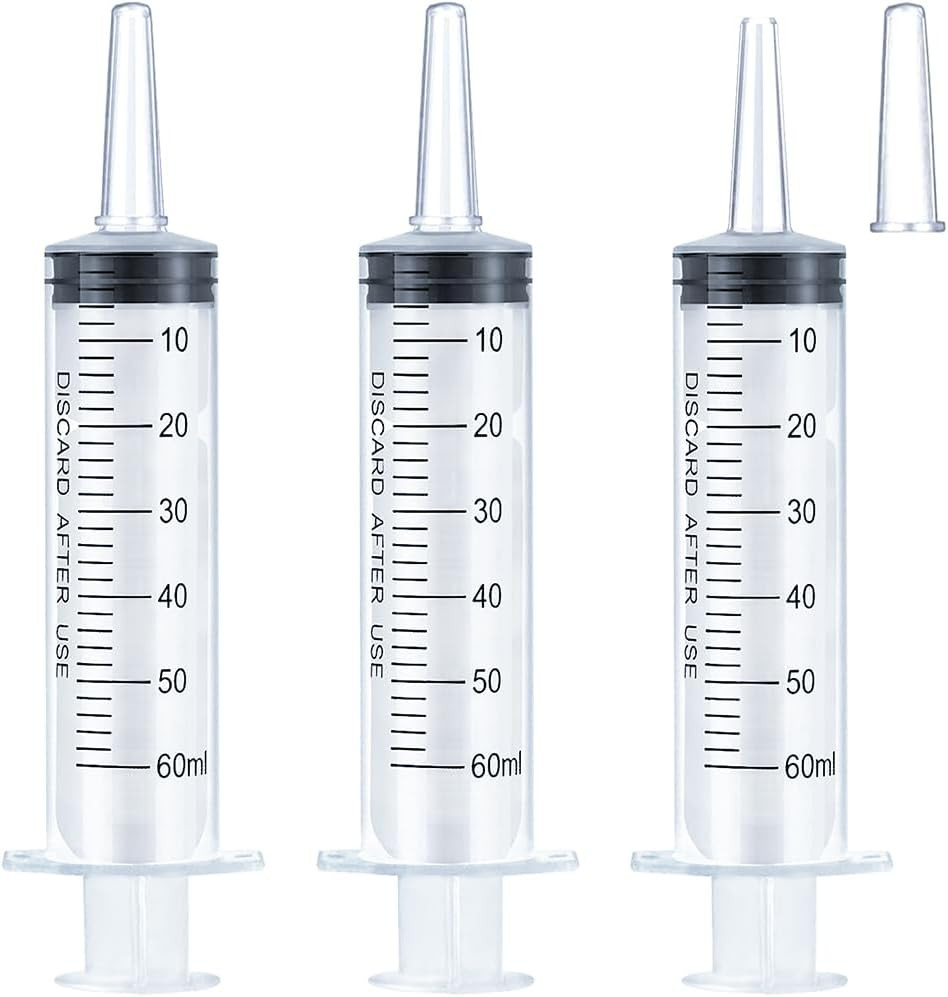 60Ml Syringe for Liquid, Oral, Scientific Labs, Measurement, Dispensing, Cathete