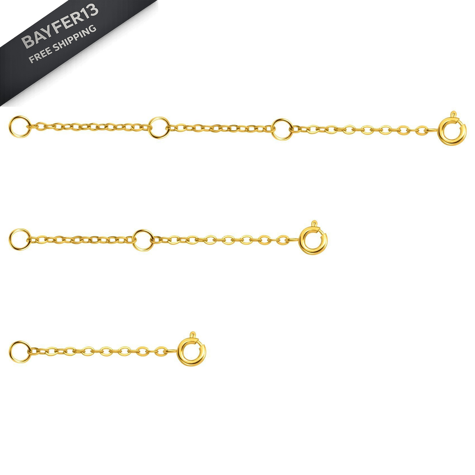 Necklace Extenders Gold,Bracelet Extender Gold,14k Gold 3 pcs, Style2:Gold 