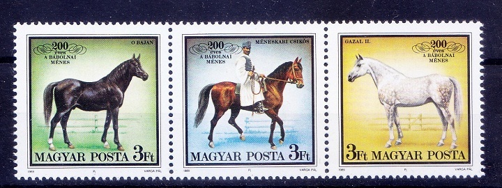 Horses, Domestic Animals, Hungary 1989 MNH 3v Strip  [E1]