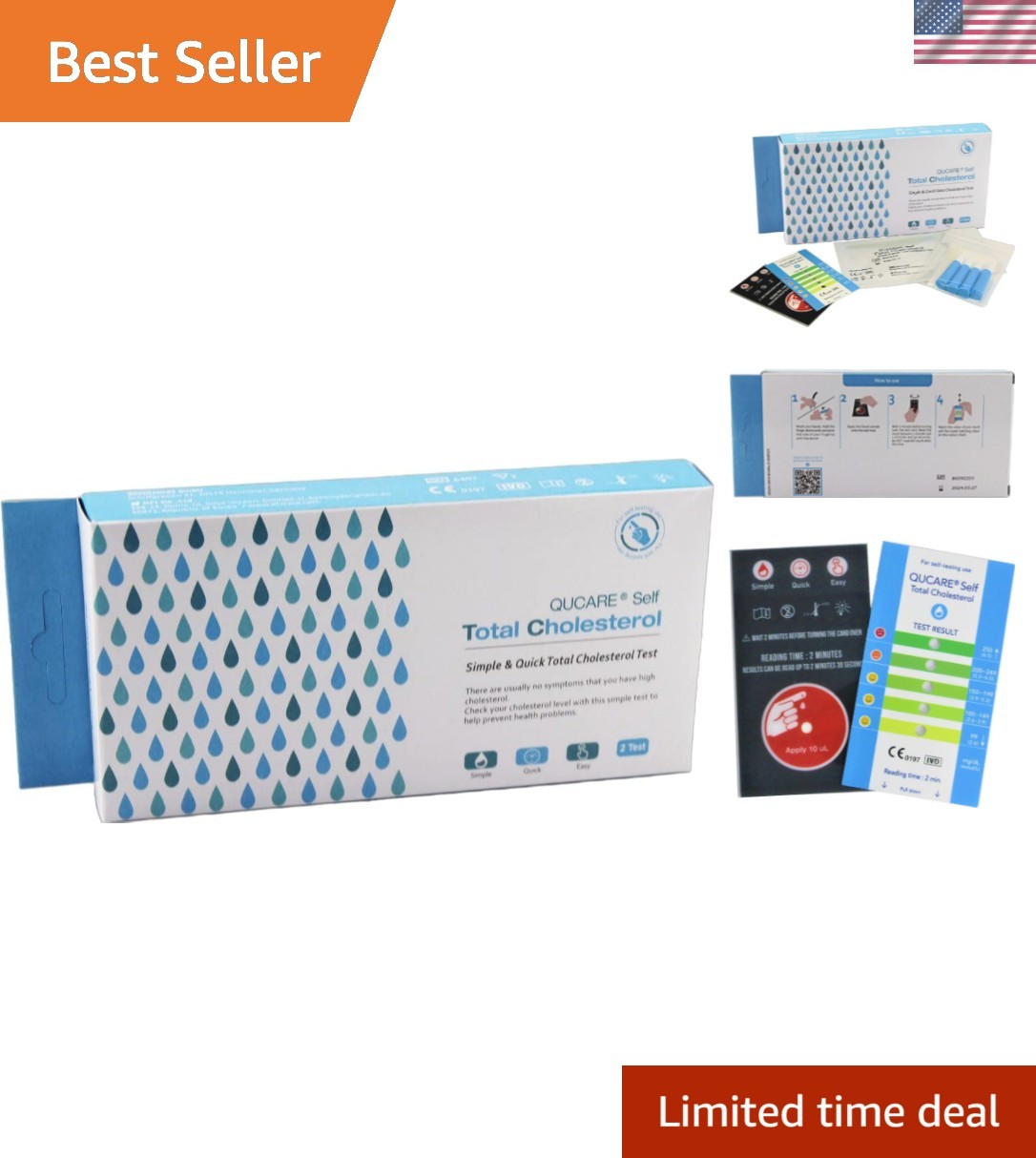 Complete Total Only Cholesterol , 2 Tests, Quick, Simple & Easy-to-Use, Clear...