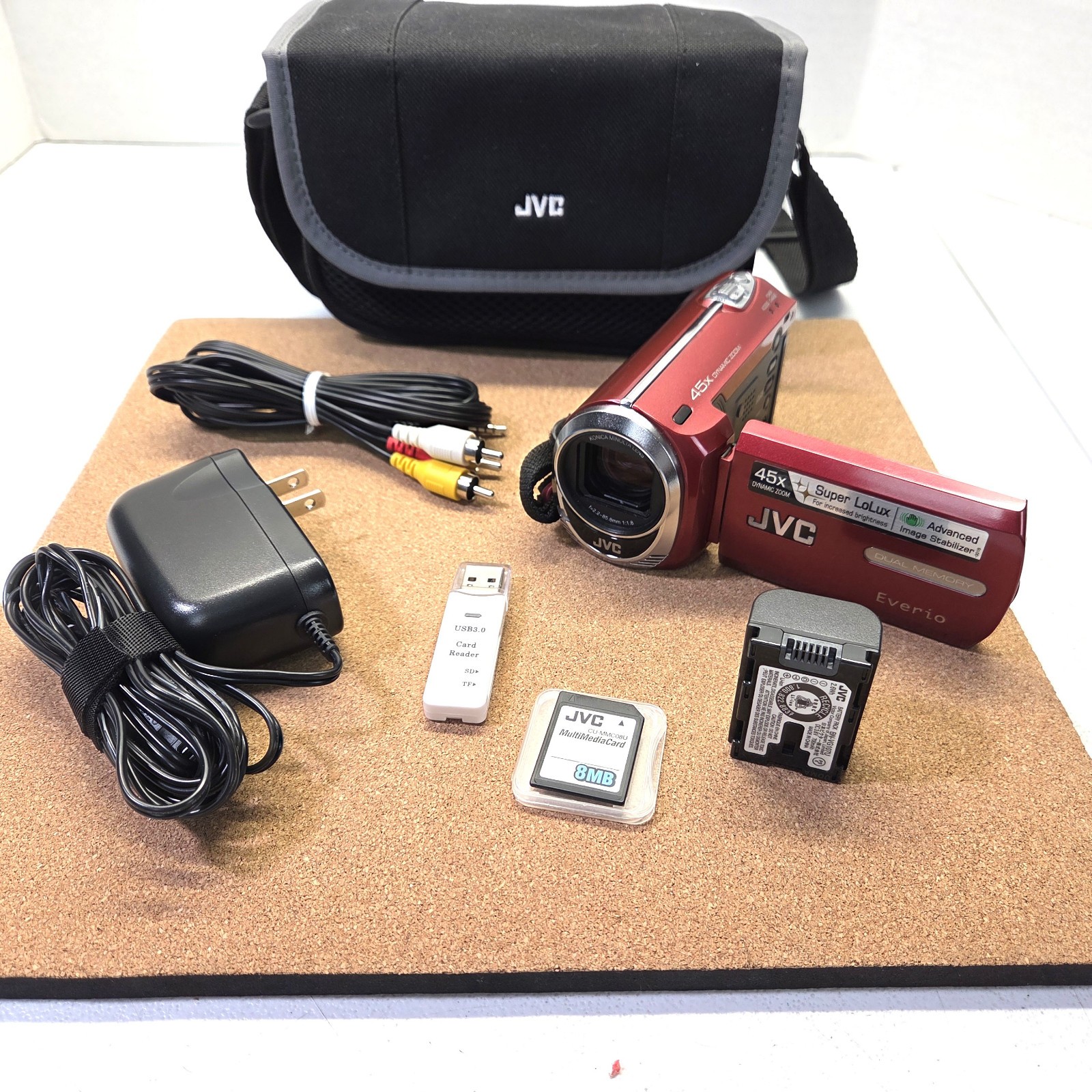 JVC Everio GZ-MS230RU Red Camcorder Bundle Tested Charger Battery Ready To Use