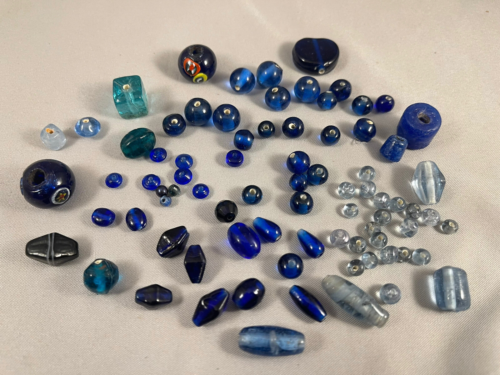 78 Mix Pre / Post Early 1900’s HandBlown Blue Glass Beads Cobalt Rare Collection