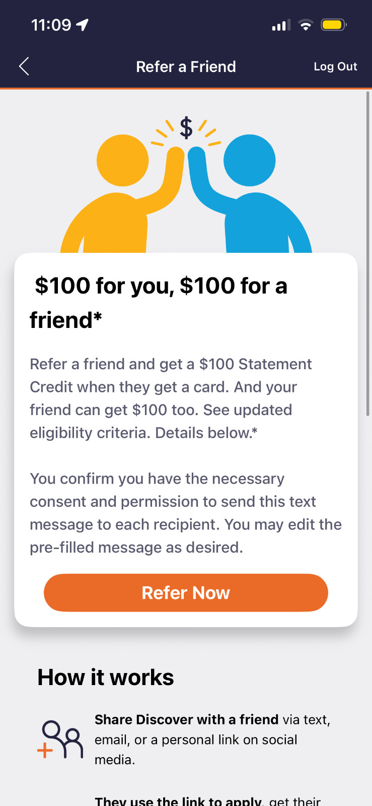 $100 Discover Card Referral Bonus Promotion Referral Link