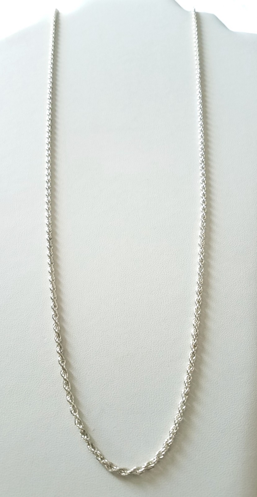 Vintage Silver Plated Tone Faceted 34" Rope Chain