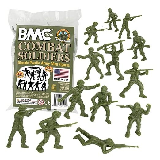 BMC Classic OD Green Plastic Army Men - 40pc WW2 Soldier Figures - Od Green