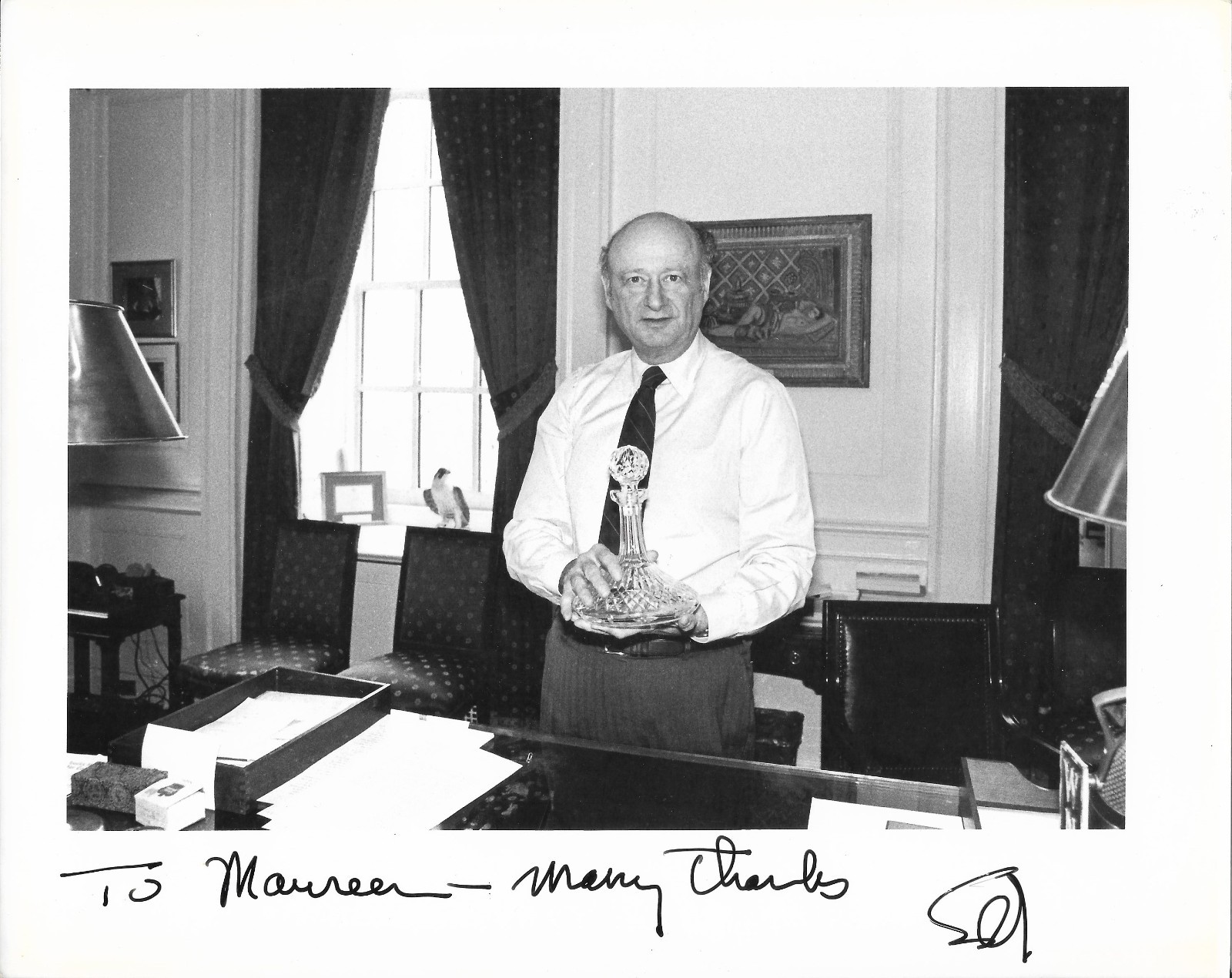 Wonderful ED KOCH Signed 8 x 10 Photo to MAUREEN O'HARA