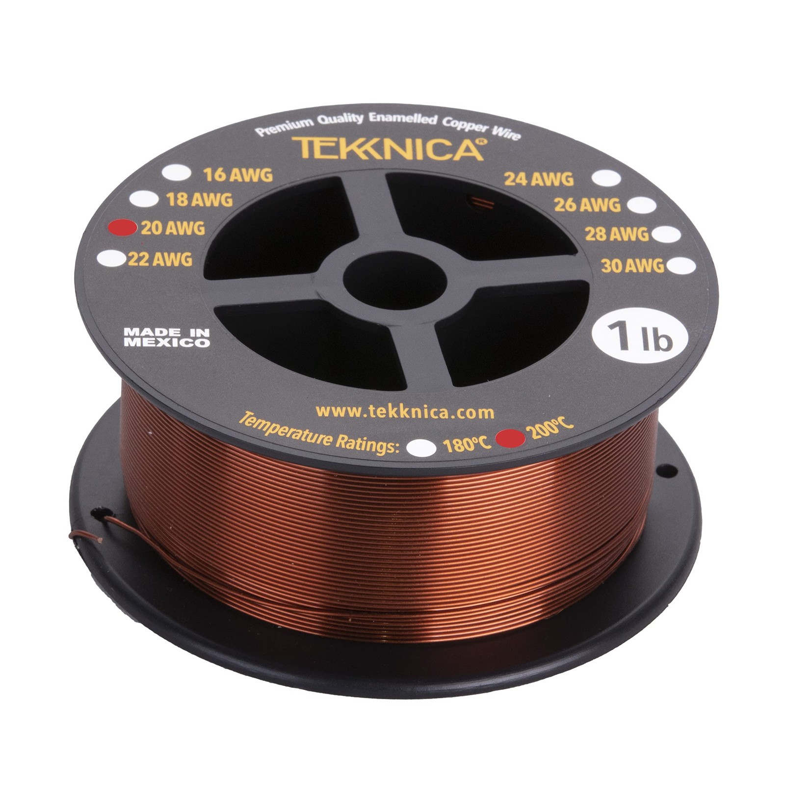 20 AWG Magnet Wire Enameled Winding 100% Copper 1.0 lb 0.0348 Inch 200 Temp