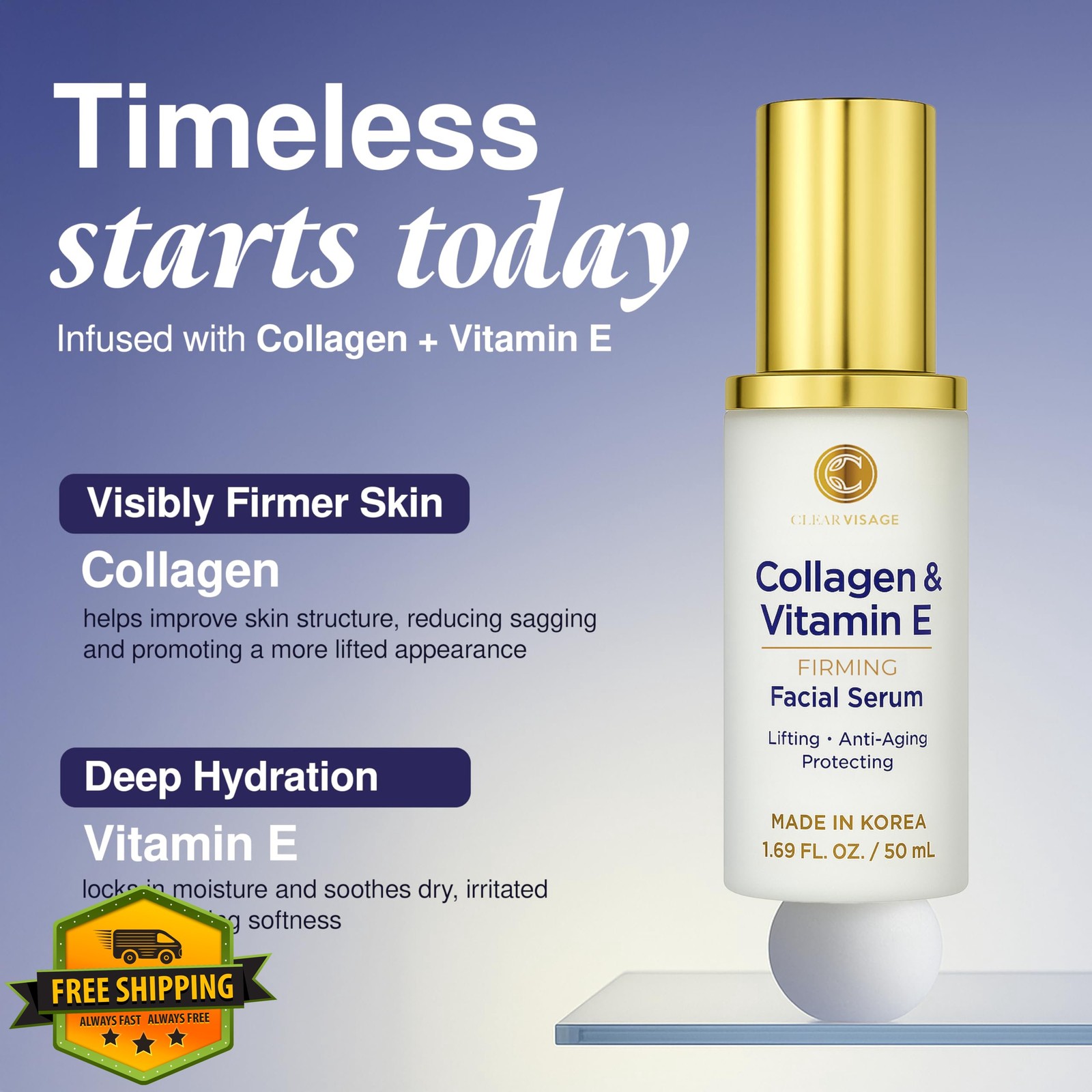 Clear Visage Collagen Vitamin E Face Serum 1.69 Fl Oz