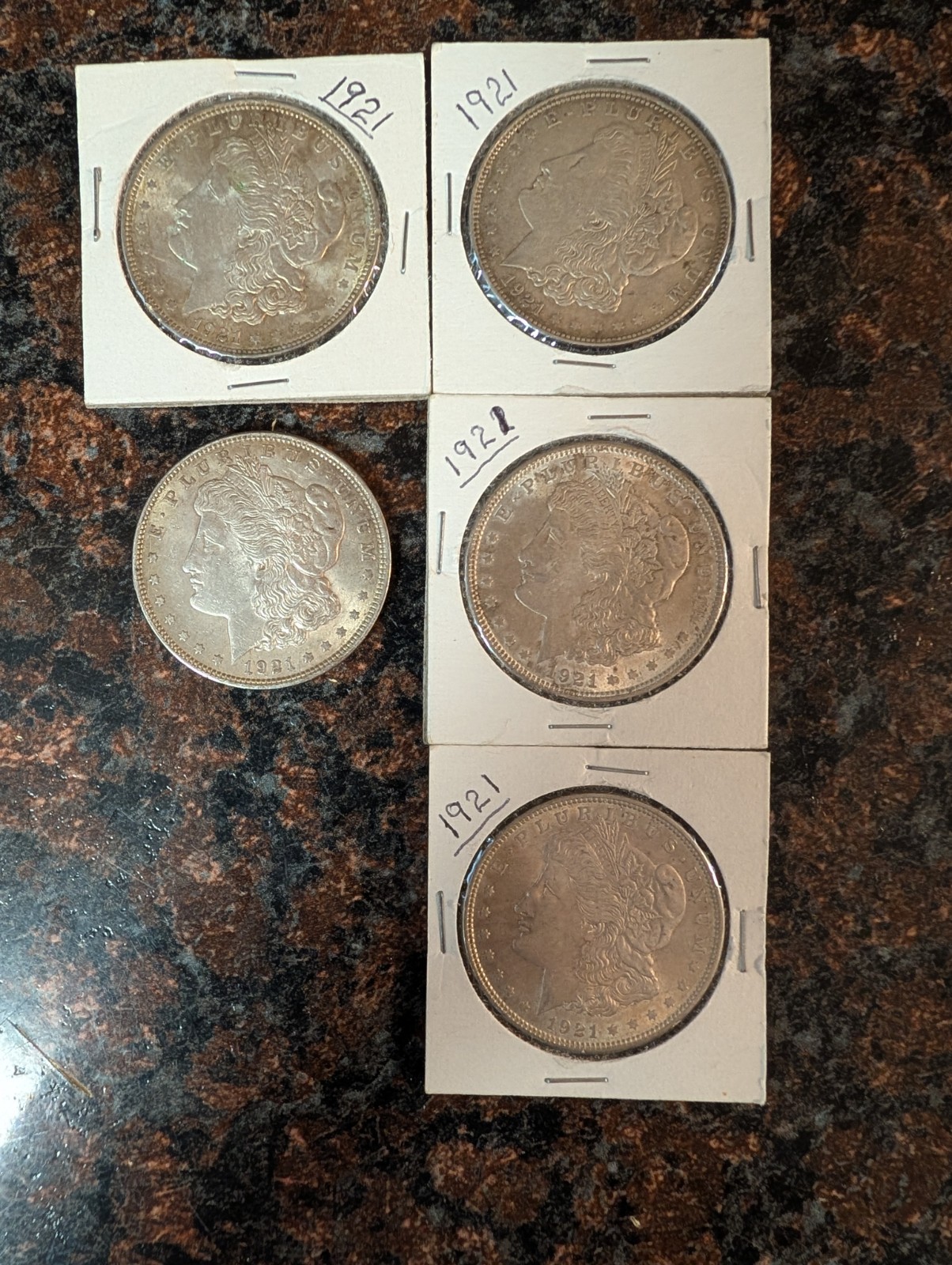 1921 $1 Morgan Silver Dollar Lot Of 5 (5)