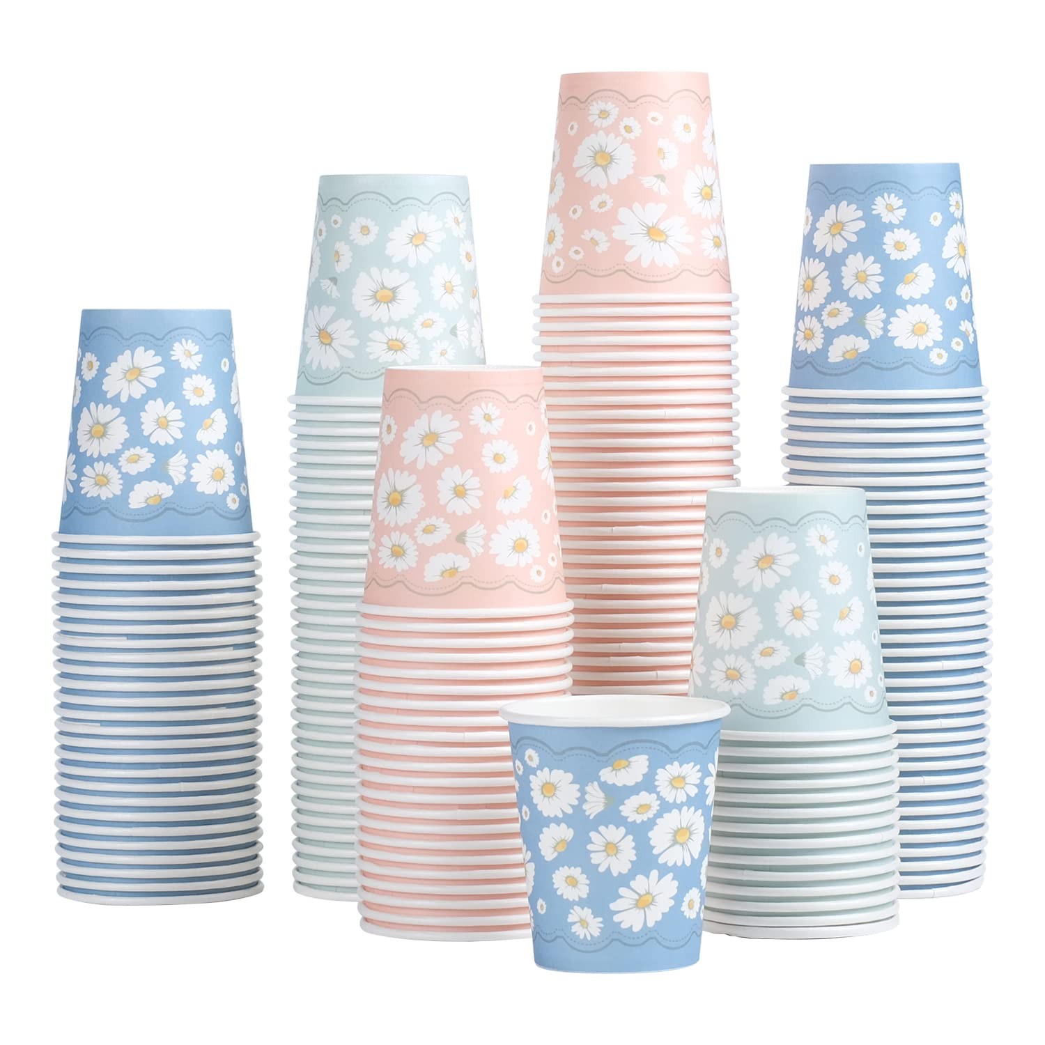 Lamosi 5 oz Paper Cups 300 Pack, Small Cups, 5 5OZ-300, Daisy 