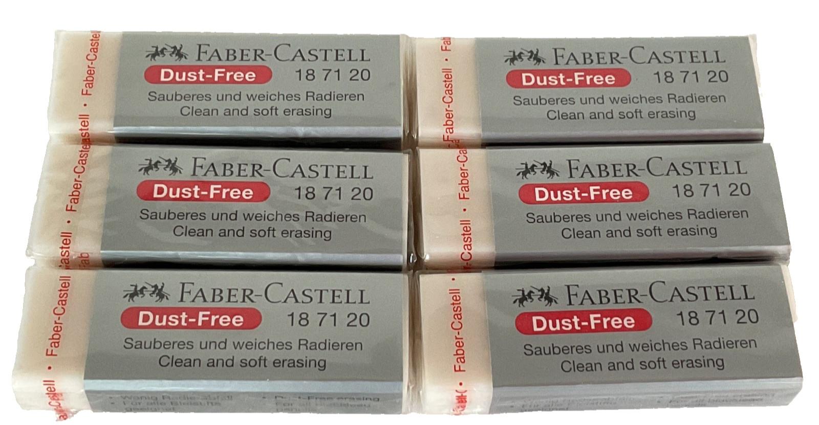 Faber-Castell Vinyl Erasers Dust-Free White 187120 Lot of 6 Factory Wrapped