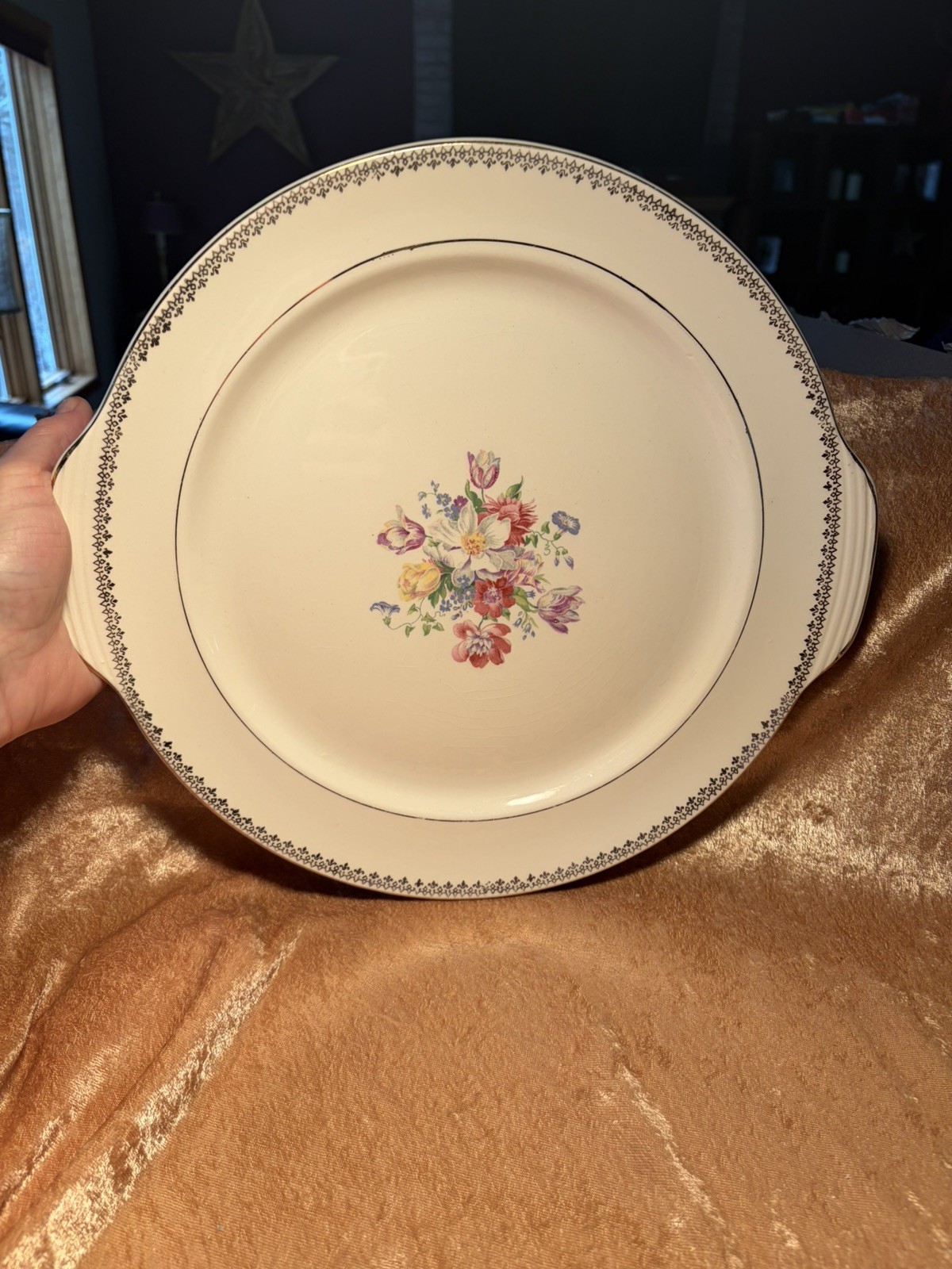 Vintage 13” China Platter, Floral Pattern, Unsigned