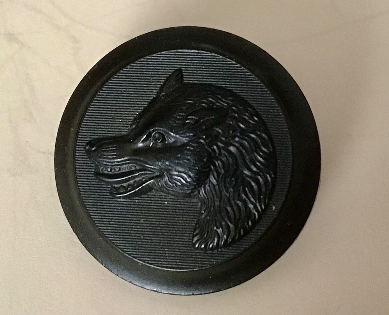 antique Goodyear Buttons 1851 wolf or dog head. Three