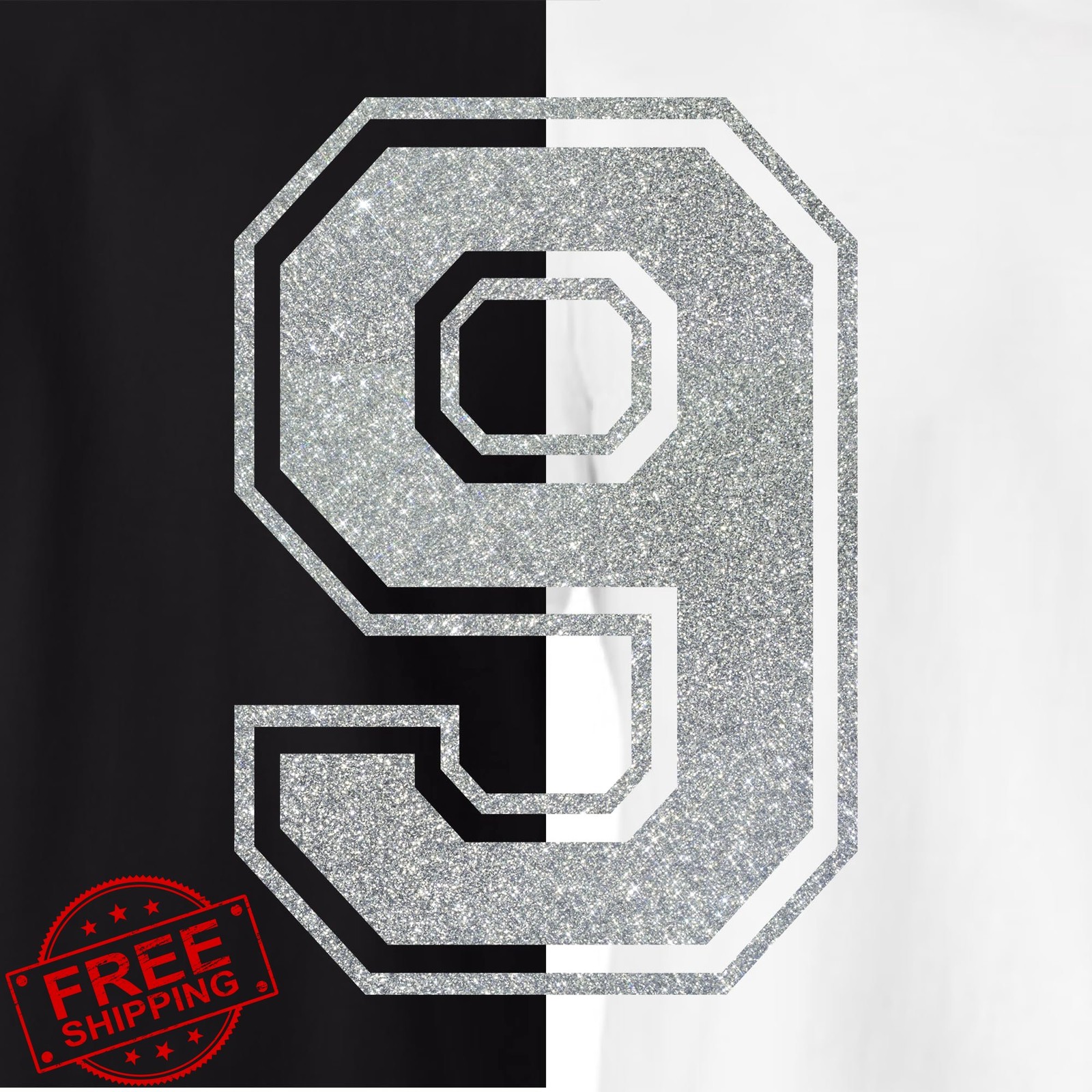 Glitter Iron On Numbers Silver 8" Jersey Sports Uniforms Style C