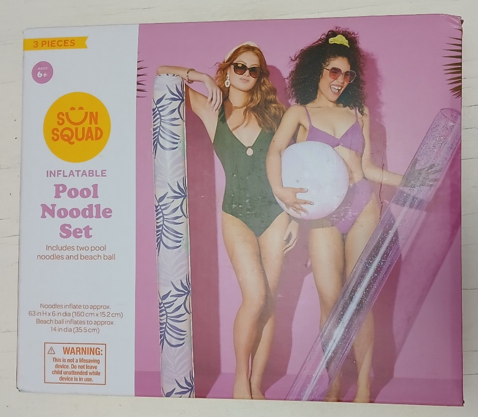 Sun Squad Inflatable Pool Noodle Set Brand New In Box With Beach Ball