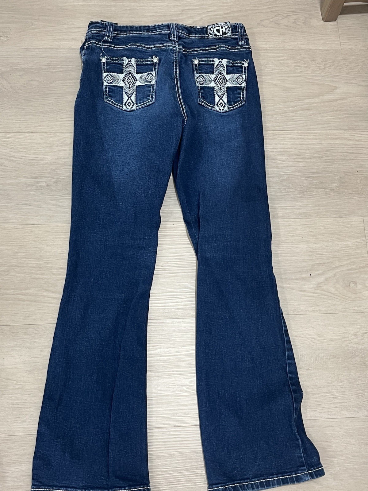 Cowgirl Hardware Girls Bootcut Jeans Size 12 Blue Embroidered Denim Stretch