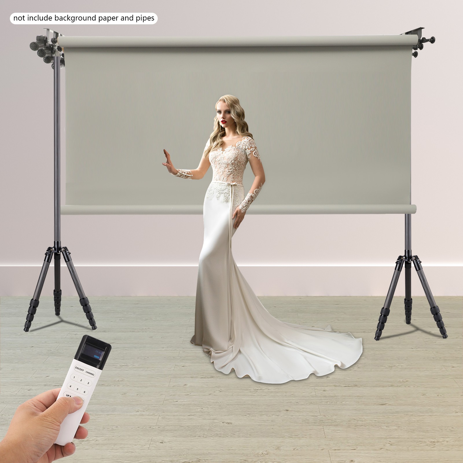 4 Roller Electric Photography Background Mechanism Wall Ceiling Mount w/Remote