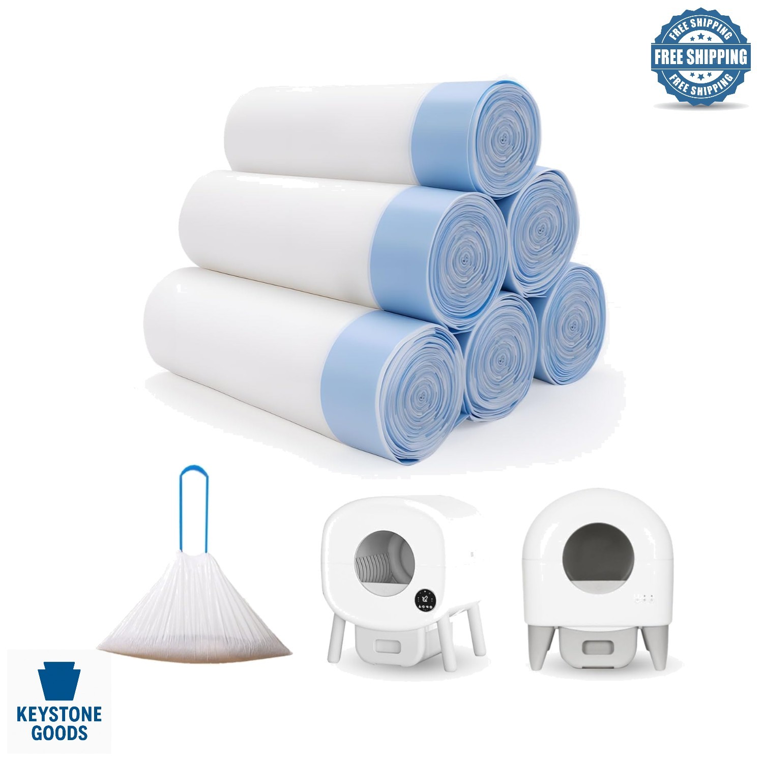 120 Pack Heavy Duty Cat Litter Box Liners - Leakproof, Tear-Resistant, Drawst...