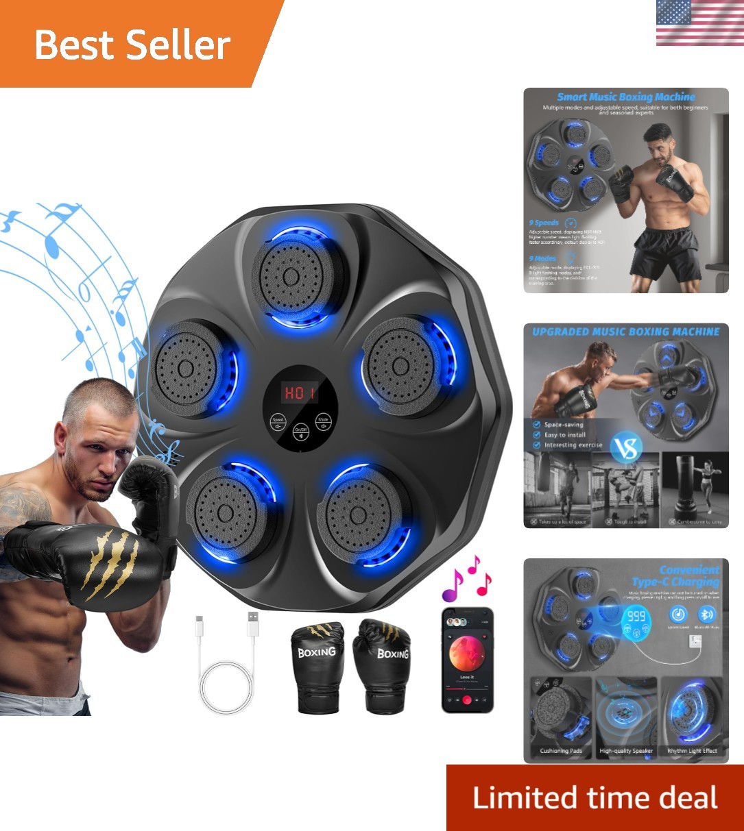 Professional Wall-Mounted Boxing Trainer for Adults & Kids - 9 Modes & 9 Speeds