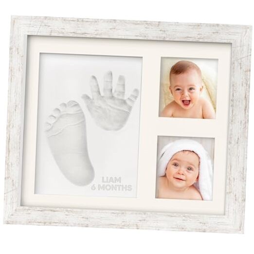 Baby Hand and Footprint Kit - Solo Keepsake Frame, 11" x 8.8" Vintage White