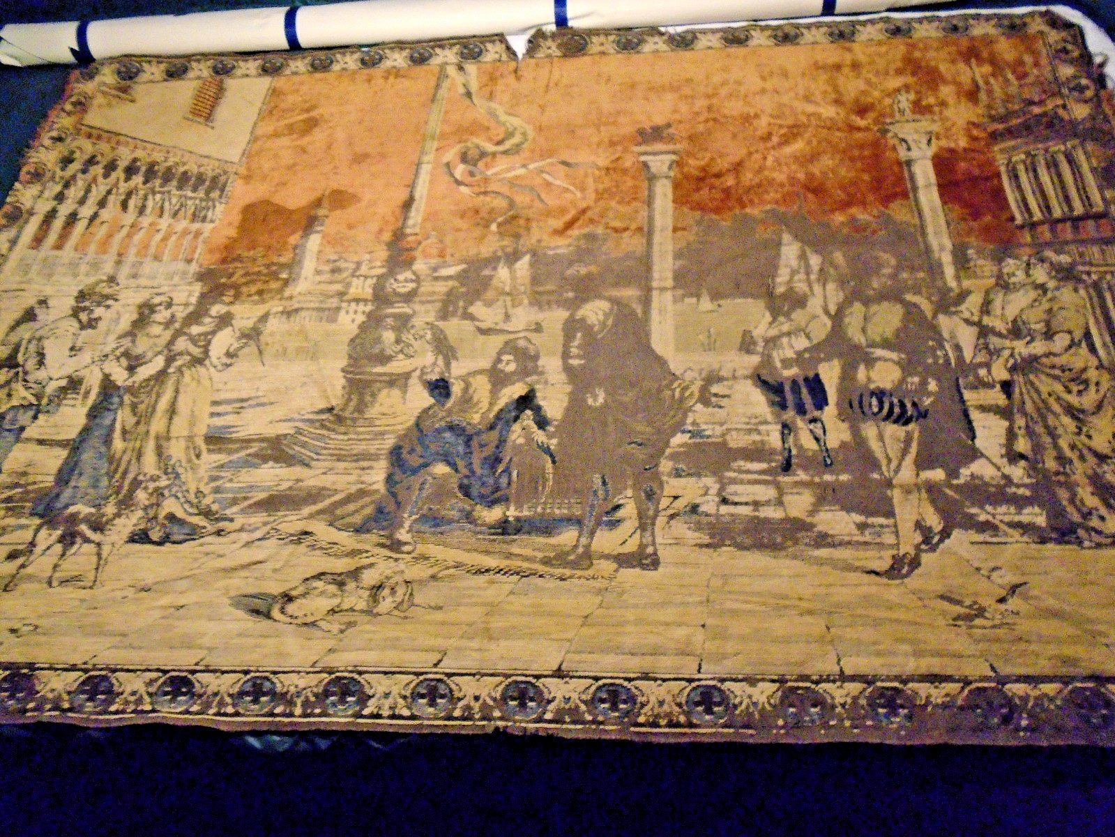 Vintage Roman (?) Tapestry 49" x 74" L-14