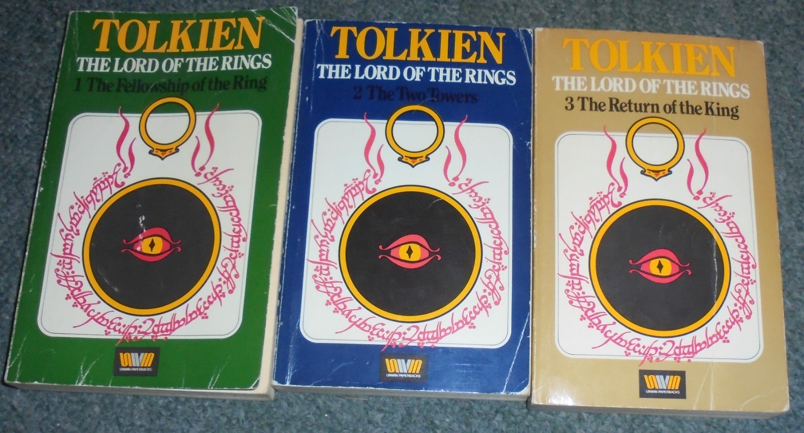 J.R.R.Tolkien - Lord of the Rings 1970's Box Set - Unwin Paperbacks - Eye Covers