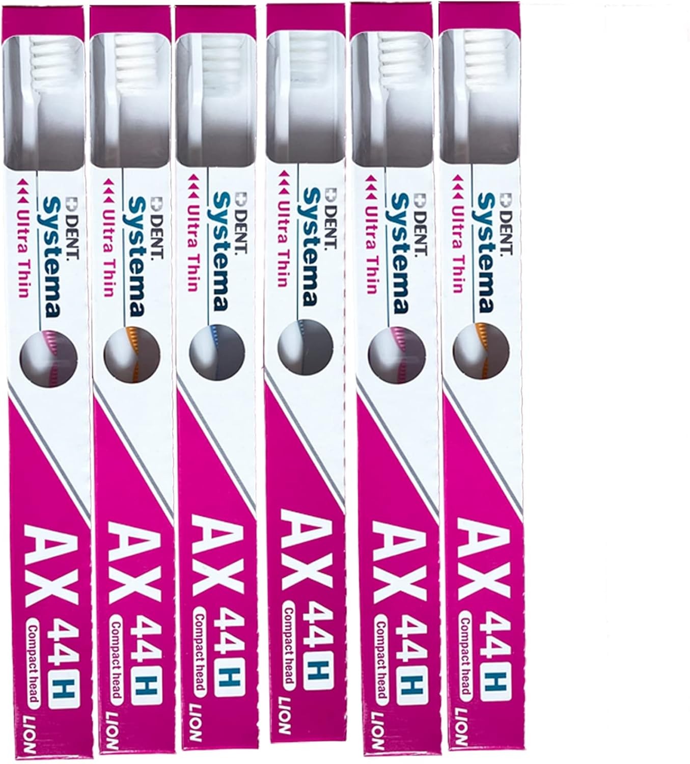 Lion SystemaAX Toothbrush 44H (compact enhanced brushing power type) 6 pieces