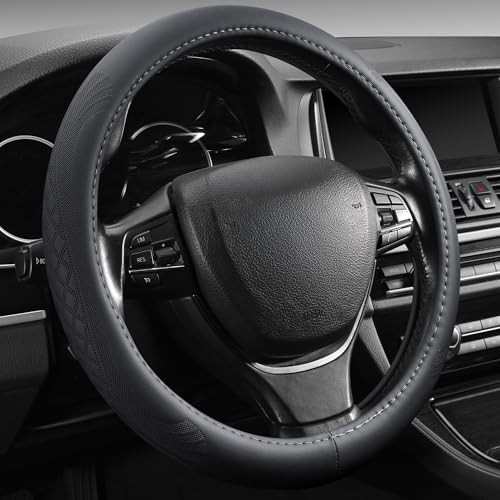 【2025 Model】 Breathable Soft Leather Car Steering Wheel Cover for Men Black