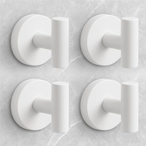 Shower Hooks for Inside Shower,No-Drill Removable&Reusable Towel 4 Pack White